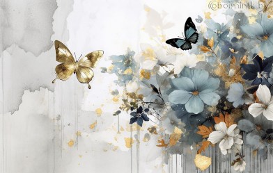 Фотообои De-Art Бабочки в цветах